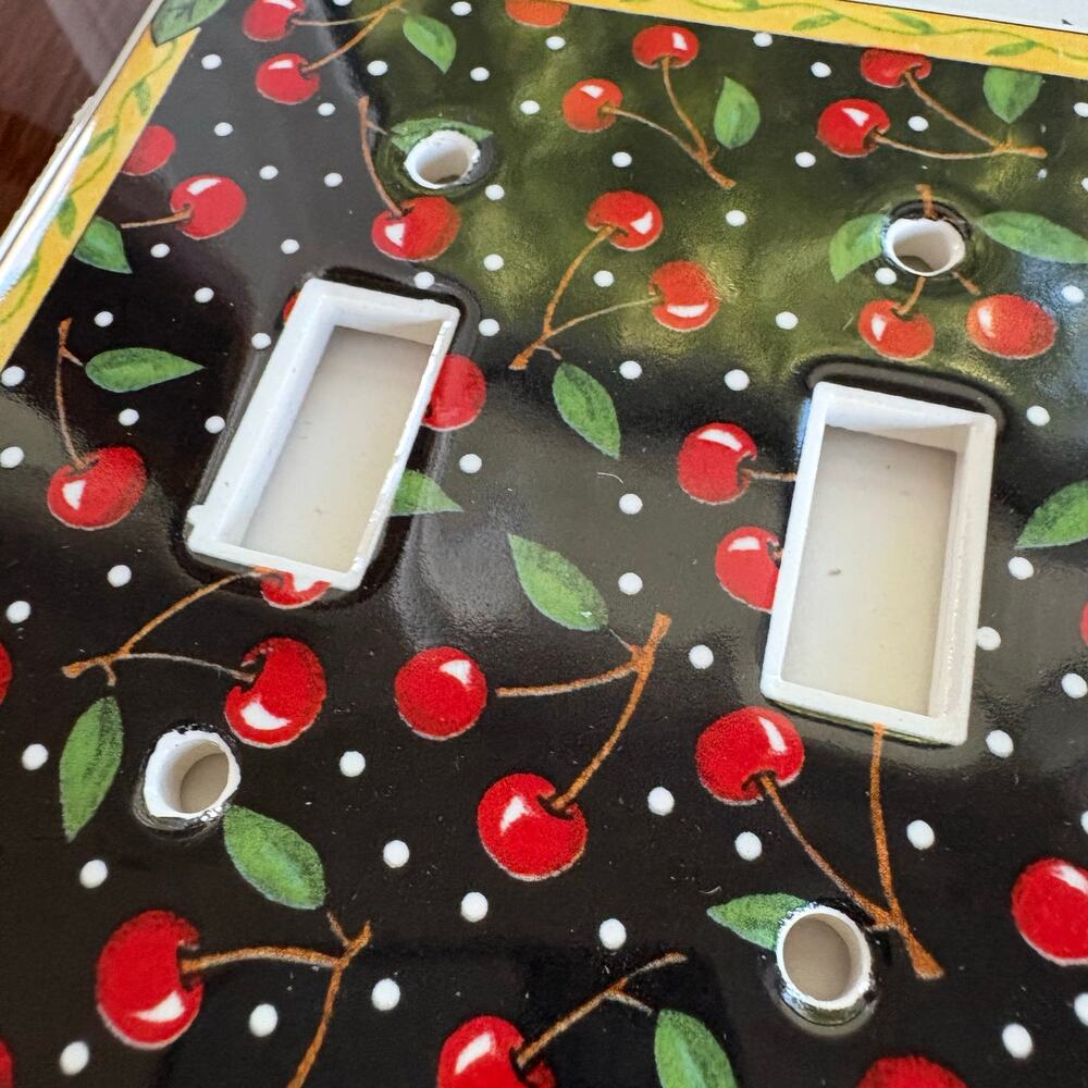 Vintage Cherry Double Switch Plates Santa Barbara Ceramic Design